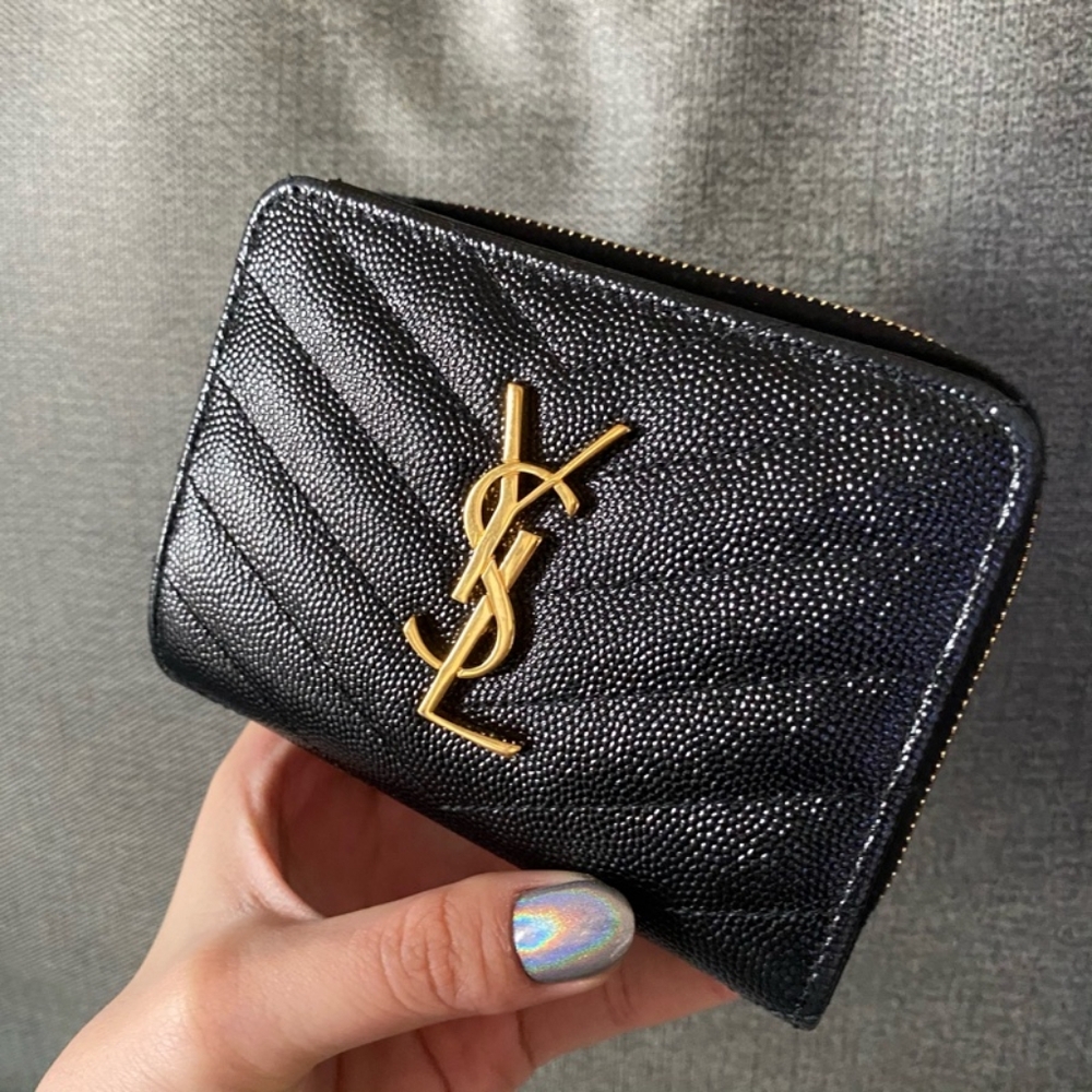 Saint Laurent Cassandre Matelasse compact zip around wallet